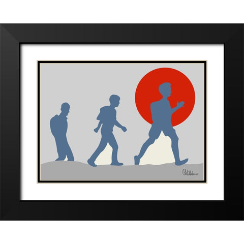 Still walking under red Sun Black Modern Wood Framed Art Print with Double Matting by Medeiros, Celito