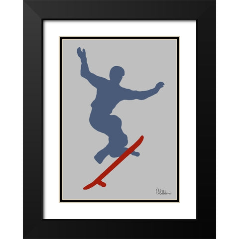 Red Skateboard Black Modern Wood Framed Art Print with Double Matting by Medeiros, Celito