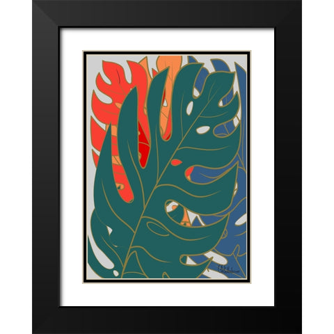 Colorful Leaves II Black Modern Wood Framed Art Print with Double Matting by Medeiros, Celito
