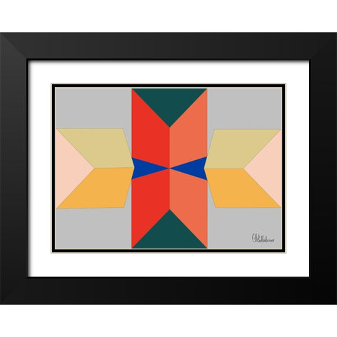 A Game with Abstract Shapes XXXVIII Black Modern Wood Framed Art Print with Double Matting by Medeiros, Celito