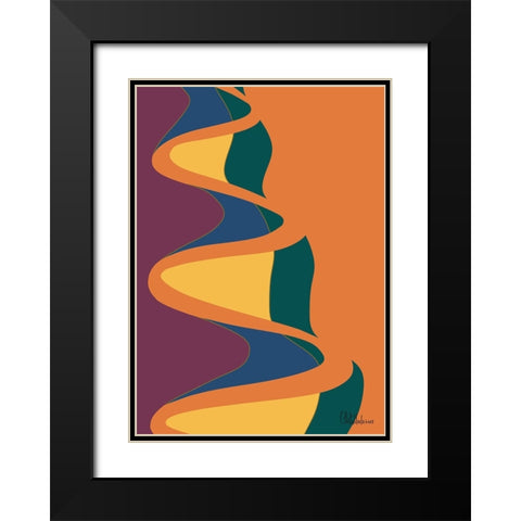 A Game with Abstract Shapes XXXIX Black Modern Wood Framed Art Print with Double Matting by Medeiros, Celito