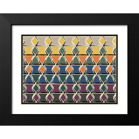 A Game with Abstract Shapes XLI Black Modern Wood Framed Art Print with Double Matting by Medeiros, Celito