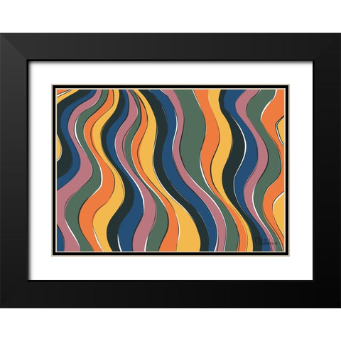 A Game with Abstract Shapes XLII Black Modern Wood Framed Art Print with Double Matting by Medeiros, Celito