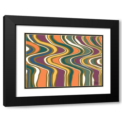A Game with Abstract Shapes XLIV Black Modern Wood Framed Art Print with Double Matting by Medeiros, Celito