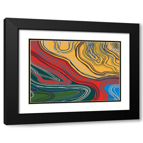 A Game with Abstract Shapes XLV Black Modern Wood Framed Art Print with Double Matting by Medeiros, Celito