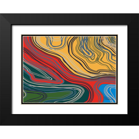 A Game with Abstract Shapes XLV Black Modern Wood Framed Art Print with Double Matting by Medeiros, Celito
