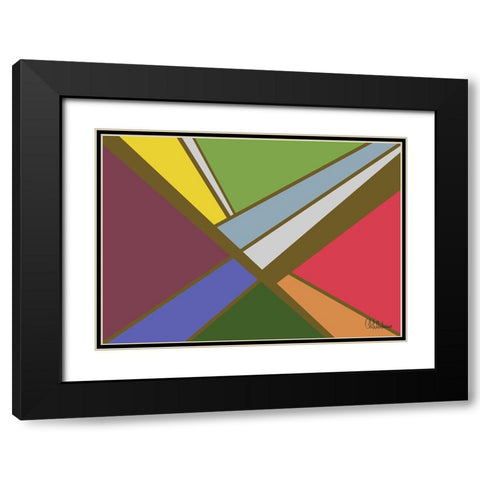 A Game with Abstract Shapes XLVII Black Modern Wood Framed Art Print with Double Matting by Medeiros, Celito