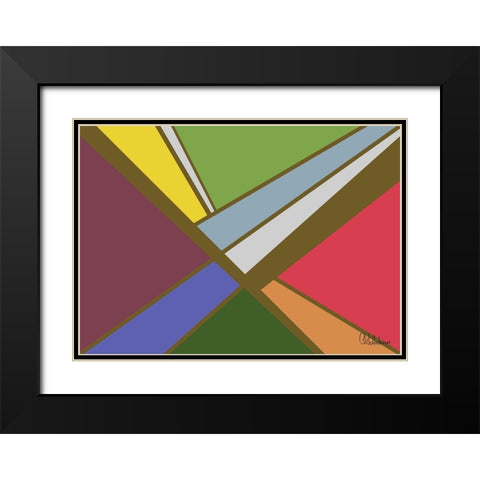 A Game with Abstract Shapes XLVII Black Modern Wood Framed Art Print with Double Matting by Medeiros, Celito