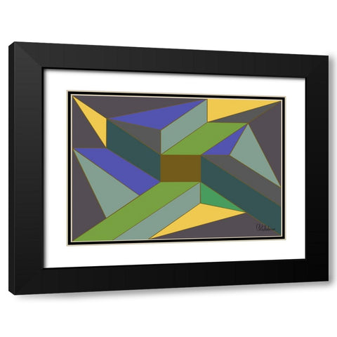 A Game with Abstract Shapes XLVIII Black Modern Wood Framed Art Print with Double Matting by Medeiros, Celito