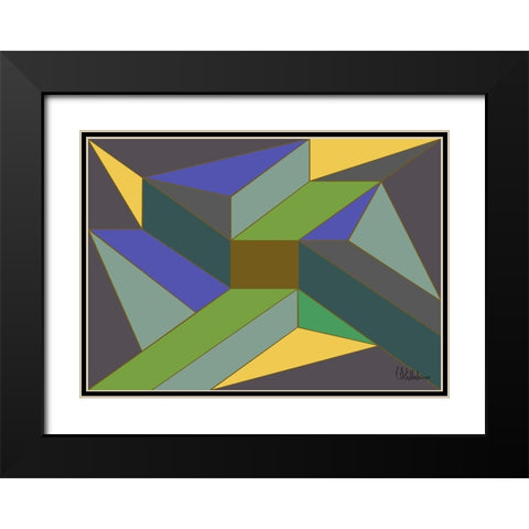 A Game with Abstract Shapes XLVIII Black Modern Wood Framed Art Print with Double Matting by Medeiros, Celito