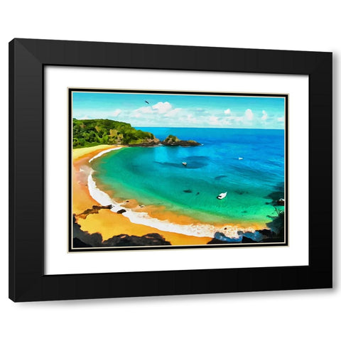 Blue Bay Black Modern Wood Framed Art Print with Double Matting by Medeiros, Celito