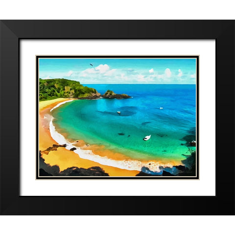 Blue Bay Black Modern Wood Framed Art Print with Double Matting by Medeiros, Celito