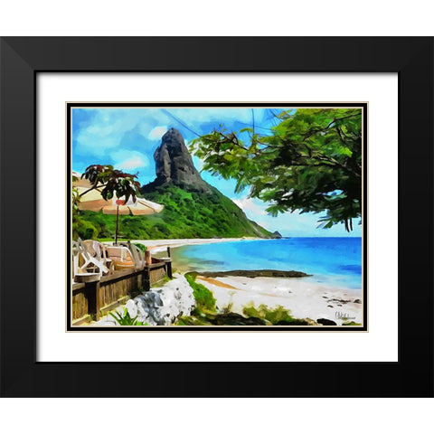 Rock on the Beach Black Modern Wood Framed Art Print with Double Matting by Medeiros, Celito