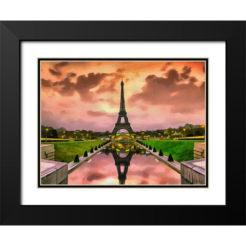 Eiffel Tower in Paris Black Modern Wood Framed Art Print with Double Matting by Medeiros, Celito