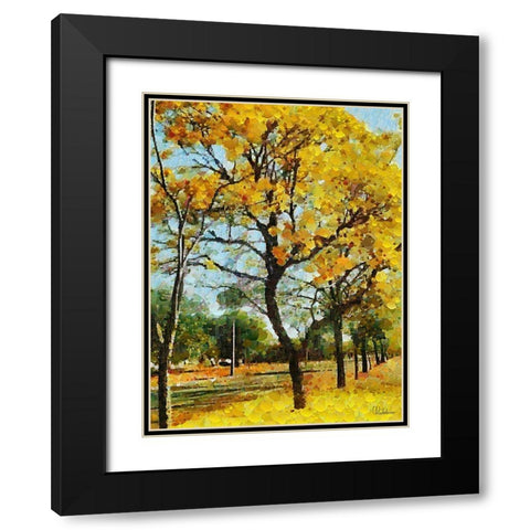 Collectio of Bloomin and Autumn Trees XII Black Modern Wood Framed Art Print with Double Matting by Medeiros, Celito