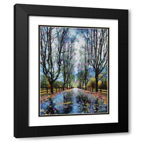 Mirrored Street after the Rain Black Modern Wood Framed Art Print with Double Matting by Medeiros, Celito