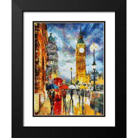 Rainy Days in European Cities II Black Modern Wood Framed Art Print with Double Matting by Medeiros, Celito