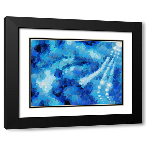 Abstract in Blue I Black Modern Wood Framed Art Print with Double Matting by Medeiros, Celito