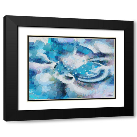 Abstract in Blue II Black Modern Wood Framed Art Print with Double Matting by Medeiros, Celito