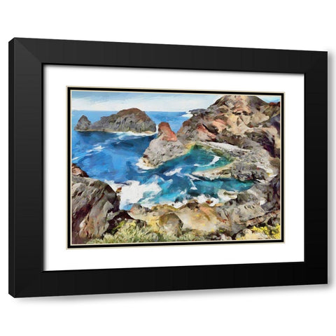 Bay between Rocks I Black Modern Wood Framed Art Print with Double Matting by Medeiros, Celito