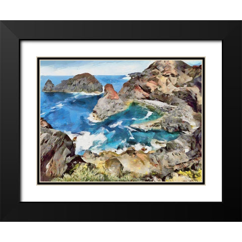 Bay between Rocks I Black Modern Wood Framed Art Print with Double Matting by Medeiros, Celito