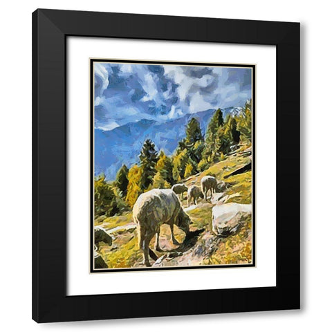 Sheep and Goat Collection VI Black Modern Wood Framed Art Print with Double Matting by Medeiros, Celito