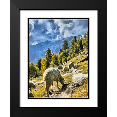 Sheep and Goat Collection VI Black Modern Wood Framed Art Print with Double Matting by Medeiros, Celito