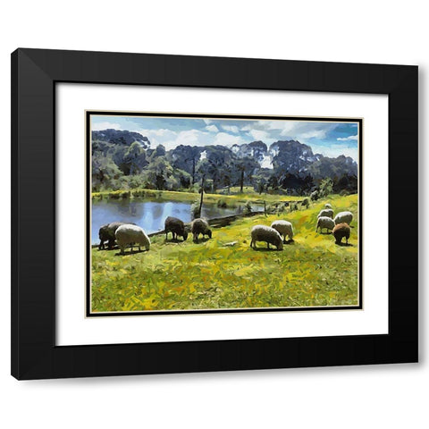 Sheep and Goat Collection IX Black Modern Wood Framed Art Print with Double Matting by Medeiros, Celito
