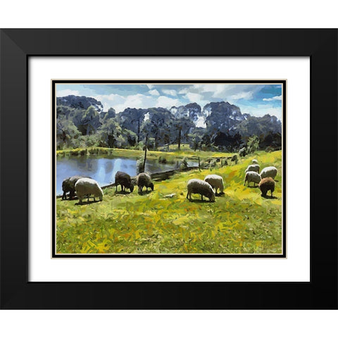 Sheep and Goat Collection IX Black Modern Wood Framed Art Print with Double Matting by Medeiros, Celito