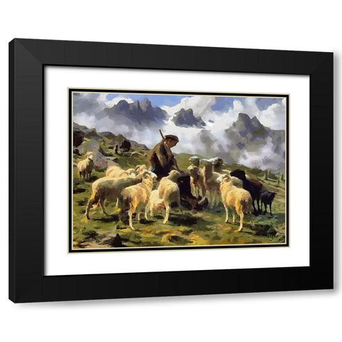 Sheep and Goat Collection X Black Modern Wood Framed Art Print with Double Matting by Medeiros, Celito