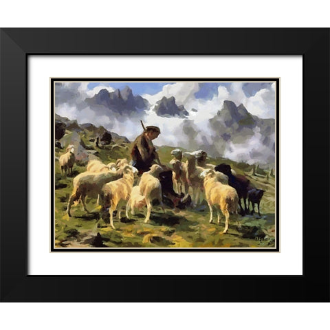Sheep and Goat Collection X Black Modern Wood Framed Art Print with Double Matting by Medeiros, Celito