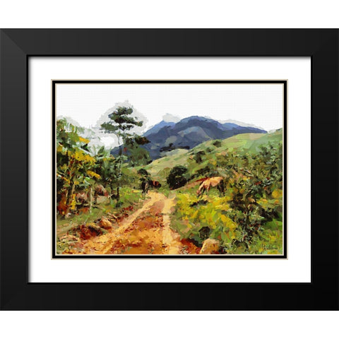 Countryside View II Black Modern Wood Framed Art Print with Double Matting by Medeiros, Celito