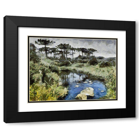 River in Tropical Nature Black Modern Wood Framed Art Print with Double Matting by Medeiros, Celito