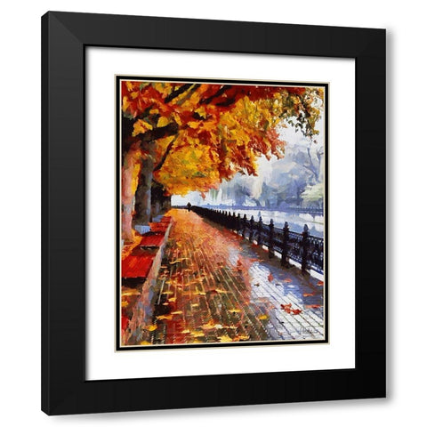 Embankment in Autumn Black Modern Wood Framed Art Print with Double Matting by Medeiros, Celito