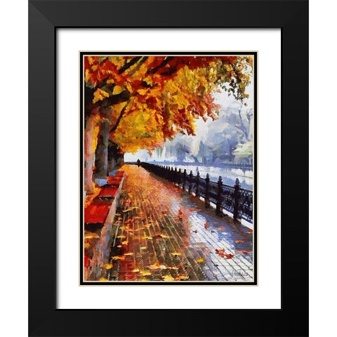 Embankment in Autumn Black Modern Wood Framed Art Print with Double Matting by Medeiros, Celito