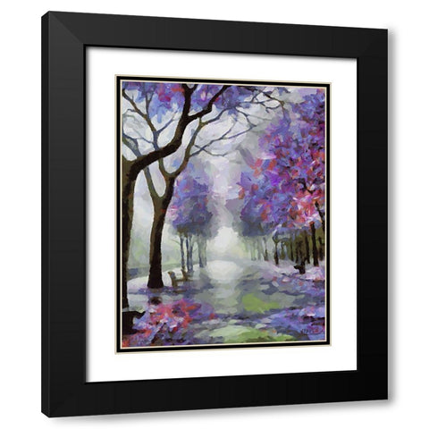 Purple Trees Black Modern Wood Framed Art Print with Double Matting by Medeiros, Celito