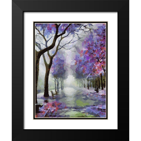 Purple Trees Black Modern Wood Framed Art Print with Double Matting by Medeiros, Celito