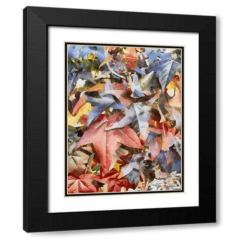 Colorful Autumn Leaves Black Modern Wood Framed Art Print with Double Matting by Medeiros, Celito