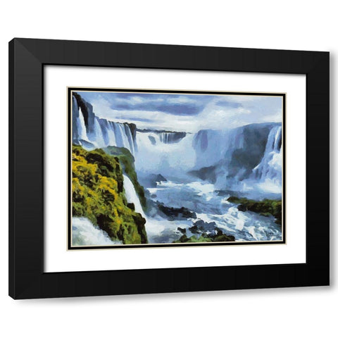 Iguazu Watterfalls V Black Modern Wood Framed Art Print with Double Matting by Medeiros, Celito