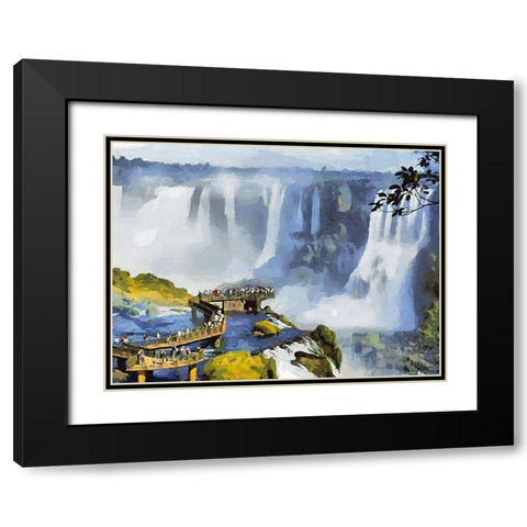 Iguazu Watterfalls VI Black Modern Wood Framed Art Print with Double Matting by Medeiros, Celito