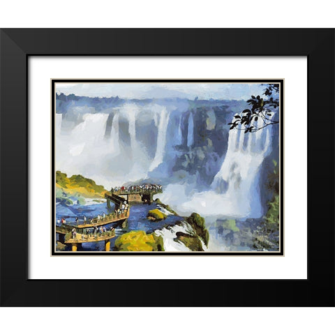 Iguazu Watterfalls VI Black Modern Wood Framed Art Print with Double Matting by Medeiros, Celito