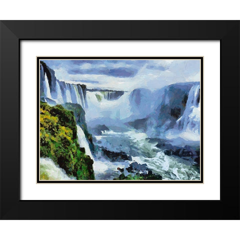 Iguazu Watterfalls VII Black Modern Wood Framed Art Print with Double Matting by Medeiros, Celito