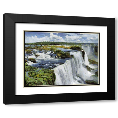 Iguazu Watterfalls VIII Black Modern Wood Framed Art Print with Double Matting by Medeiros, Celito
