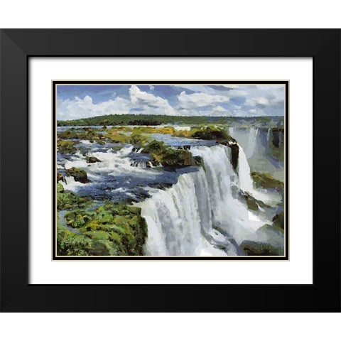 Iguazu Watterfalls VIII Black Modern Wood Framed Art Print with Double Matting by Medeiros, Celito