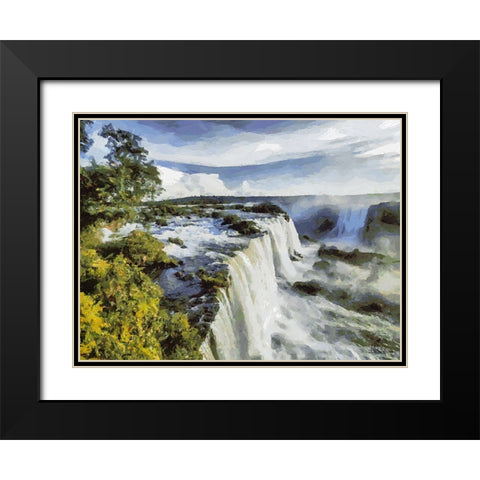 Iguazu Watterfalls IX Black Modern Wood Framed Art Print with Double Matting by Medeiros, Celito