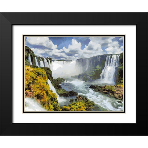 Iguazu Watterfalls X Black Modern Wood Framed Art Print with Double Matting by Medeiros, Celito