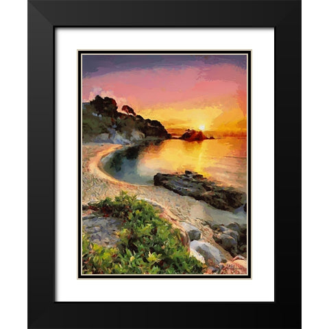 Sunset over the Beach Black Modern Wood Framed Art Print with Double Matting by Medeiros, Celito