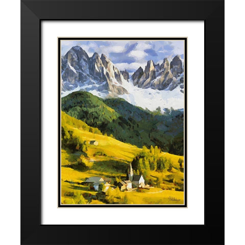 Dolomity Mountains Black Modern Wood Framed Art Print with Double Matting by Medeiros, Celito