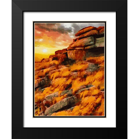 Sunset over the Rock Black Modern Wood Framed Art Print with Double Matting by Medeiros, Celito