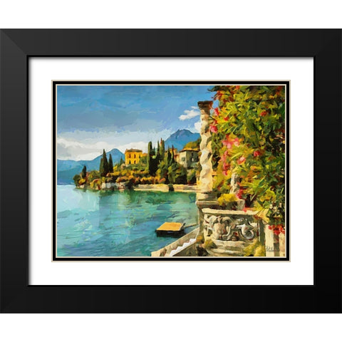 Bellagio on Lago di Como Black Modern Wood Framed Art Print with Double Matting by Medeiros, Celito
